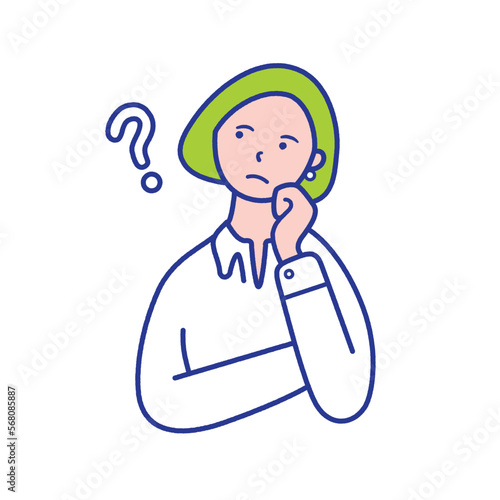 疑問を感じて首をかしげるイメージの20代〜40代女性の上半身イラスト素材