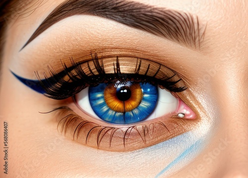 close up of a female eye with makeup
