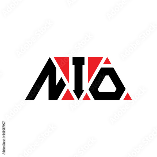 NIO tNIangle letter logo design with tNIangle shape. NIO tNIangle logo design monogram. NIO tNIangle vector logo template with red color. NIO tNIangular logo Simple  Elegant  and LuxuNIous Logo...