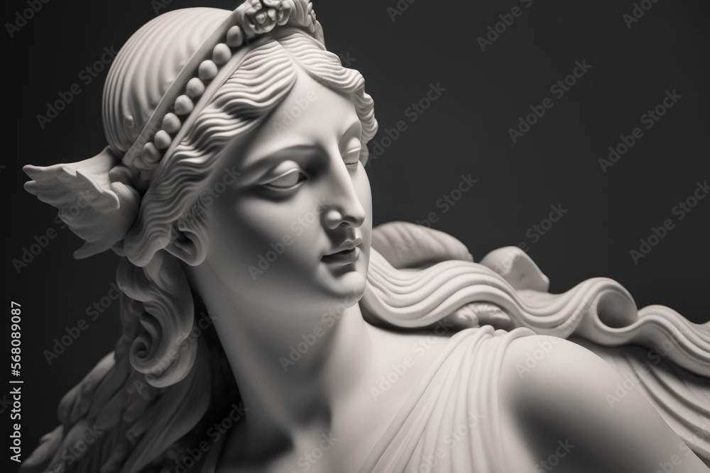 Illustration of a Renaissance marble statue of Athena. She is the ...