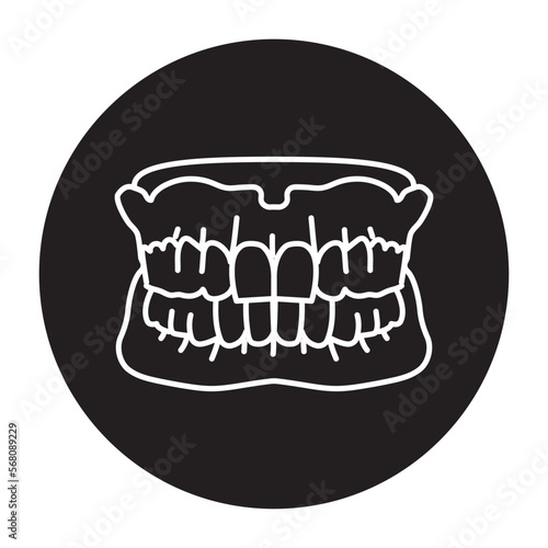 False teeth line icon. Dental prosthetic.