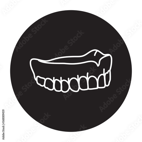 False teeth line icon. Dental prosthetic.