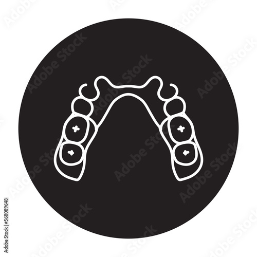 Removable partial denture line icon. Dental prosthetic.