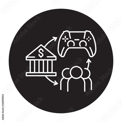 Gamefi ecosystem color line icon. Blockchain technology in digital crypto art.