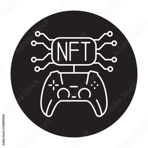 Nft gamefi color line icon. Blockchain technology in digital crypto art.