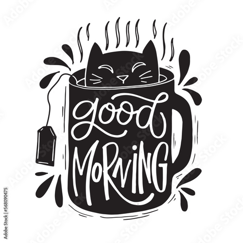 Cute lettering postcard about coffee. Motivation lettering art print, t-shirt design, mug print.