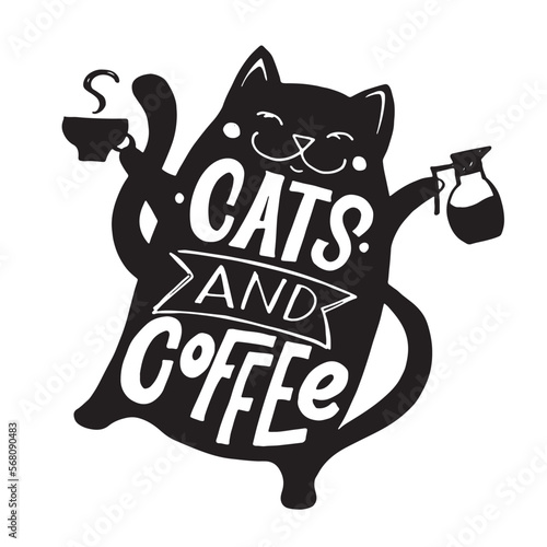 Cute lettering postcard about coffee. Motivation lettering art print, t-shirt design, mug print.