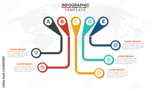 Five option circle infographic design template. Vector illustration.