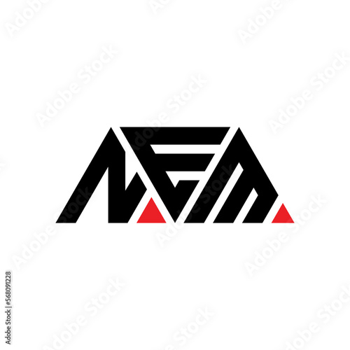 NEM triangle letter logo design with triangle shape. NEM triangle logo design monogram. NEM triangle vector logo template with NEd color. NEM triangular logo Simple, Elegant, and Luxurious Logo...