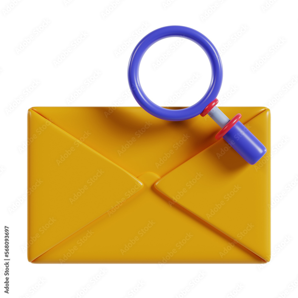 3d illustration of icon find email render 3d illustration of icon find email render