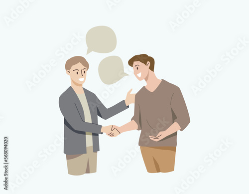 People talking, telling or speaking. Communication concept.Couple chatting with speech bubbles.Men and women meeting.Dialogue between characters.