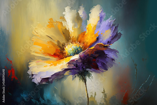 Oil painting, canvas, artist, painting, flower painting, Impressionism style,. Generative AI