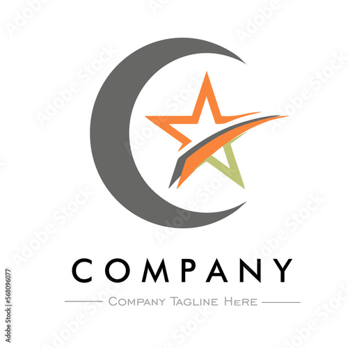 Moon star company logo vector image