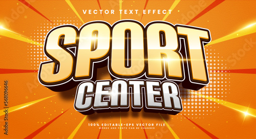 Sport center 3d editable vector text style effect, suitable for sport theme events