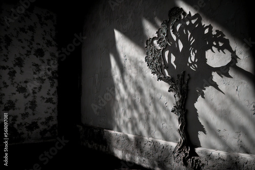 Dark empty scary room, rays...