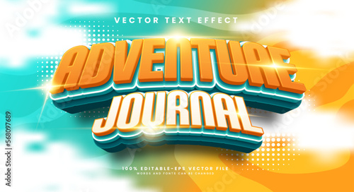 Adventure journal 3d editable vector text style effect, suitable for wild adventure themes