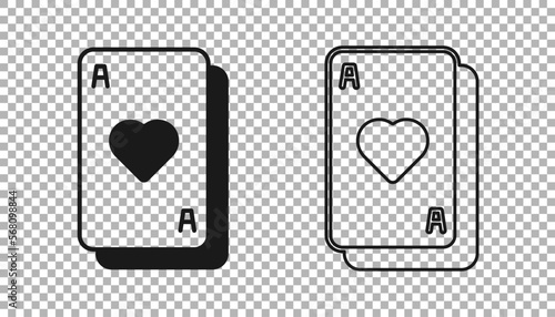 Black Playing cards icon isolated on transparent background. Casino gambling. Vector