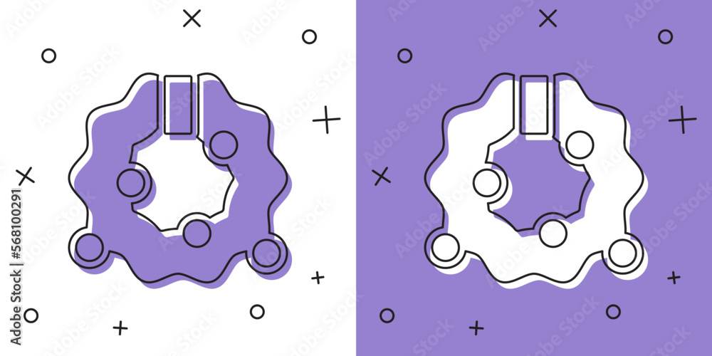 Naklejka premium Set Christmas wreath icon isolated on white and purple background. Merry Christmas and Happy New Year. Vector