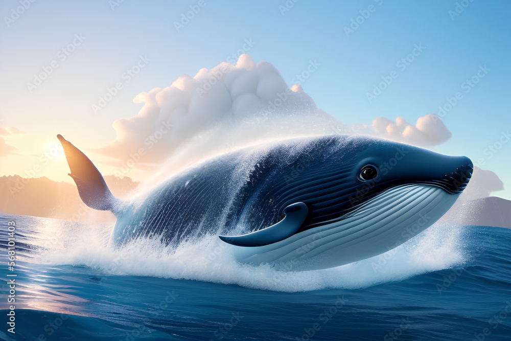 beautiful blue wale cartoon illustration Stock Illustration Adobe Stock