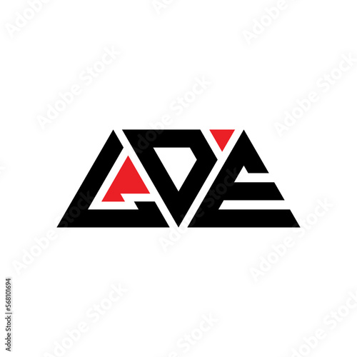 LDE triangle letter logo design with triangle shape. LDE triangle logo design monogram. LDE triangle vector logo template with red color. LDE triangular logo Simple, Elegant, and Luxurious Logo... photo