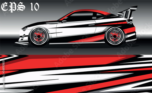 Car wrap design. Livery design for racing car. sedan, hatchback. vector format.
