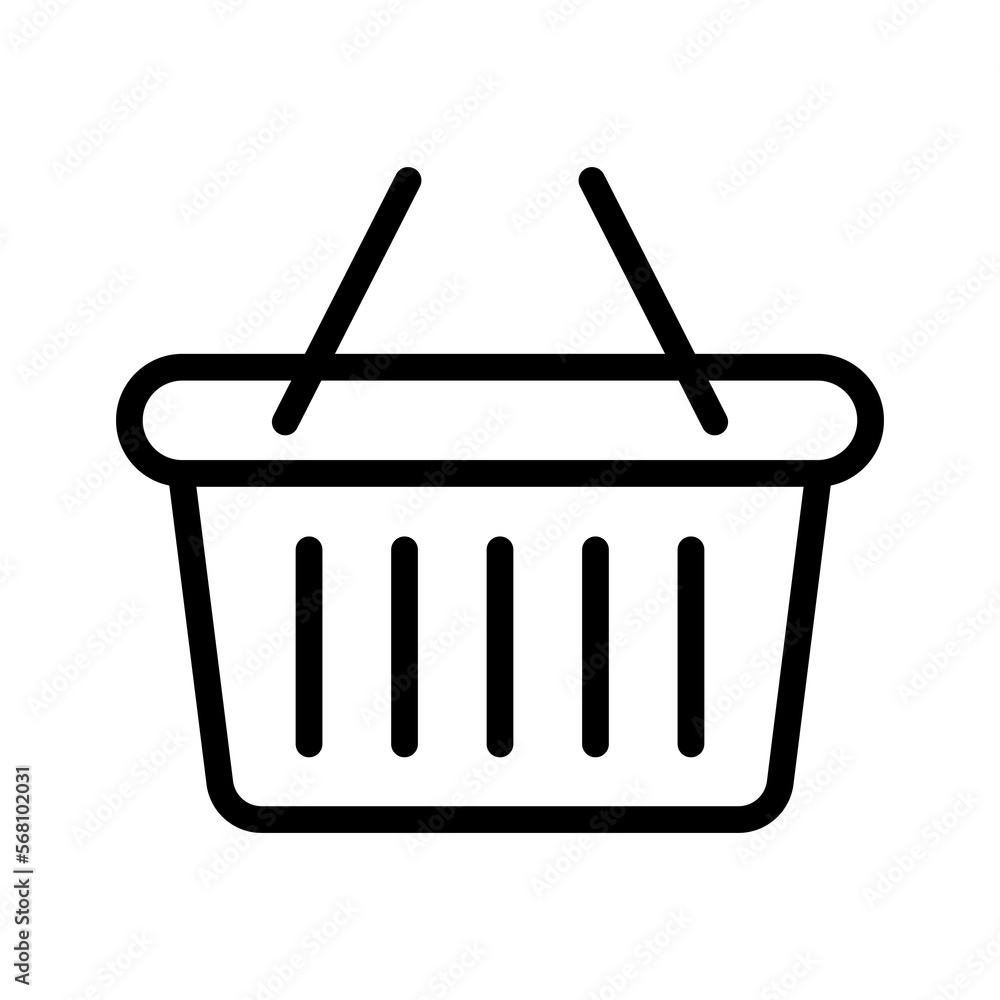 Shopping basket icon - vector illustration. Shop cart, bag, online purchase, retail vector illustration design on white background. Line style icon, expanded stroke. Shopping basket icon - vector illustration. Shop cart, bag, online purchase, retail vector illustration design on white background. Line style icon, expanded stroke.