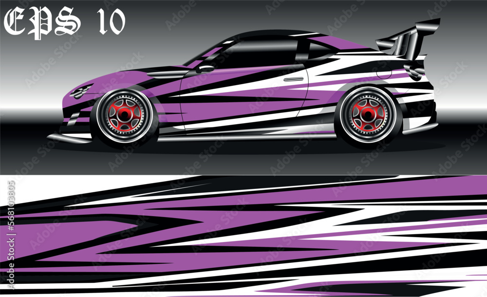 Car wrap design. Livery design for racing car. sedan, hatchback. vector format.