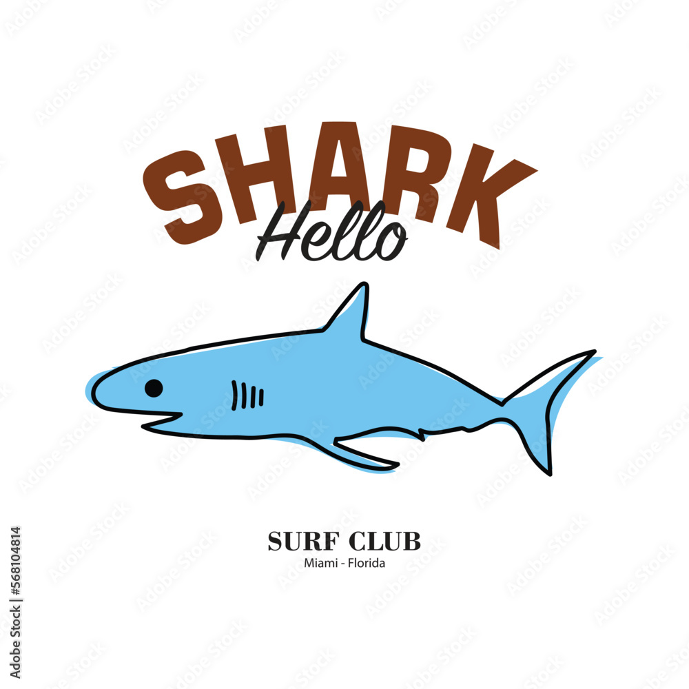 Obraz premium Cartoon Shark logo and mascot isolated on white background - Vector