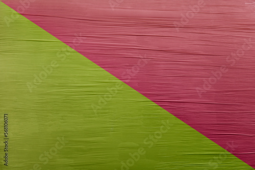 Stretch Folie mit Gelbgrün pink Farbverlauf diagonal geteilt als Hintergrund Bild mit Falten, linien für Design, Karten, Web