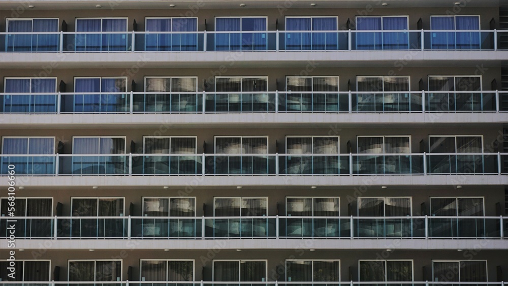 building facade with glass balconies as background building facade with glass balconies as background