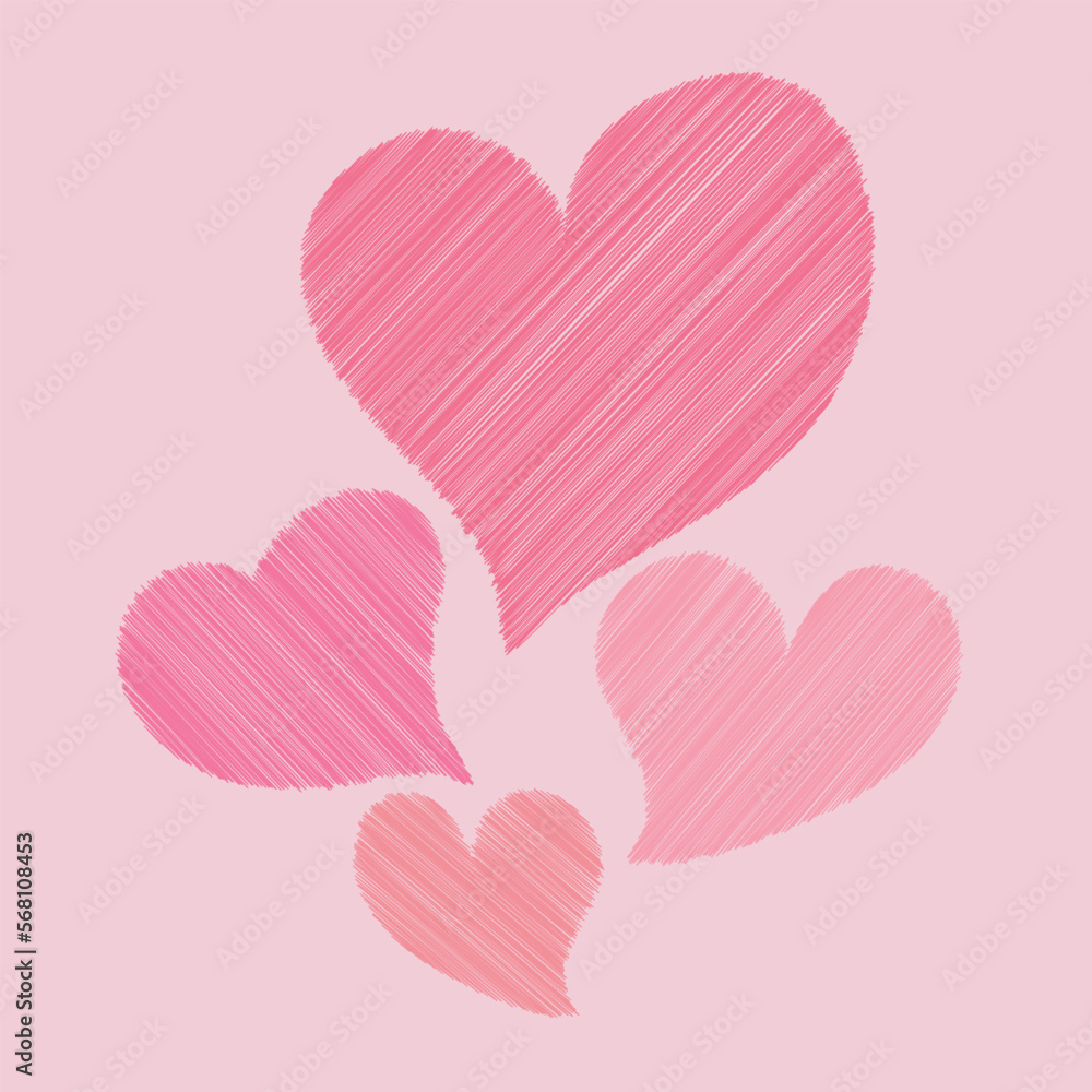 Abstract Pink heart pastel couple in love background watercolor vector ...