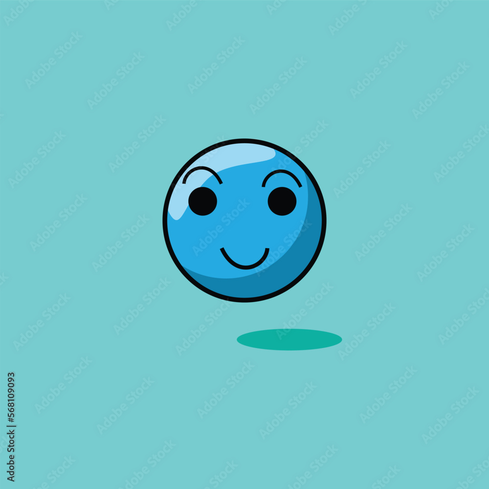 Fototapeta premium simple smile face on blue background. blue ball. flat art