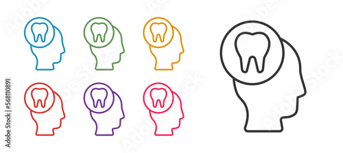 Set line Toothache icon isolated on white background. Set icons colorful. Vector