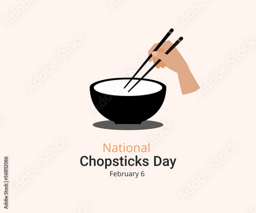 National chopsticks day. 6 February. chopsticks day banner, poster, card. holiday concept. flat illustration. Vector illustration.