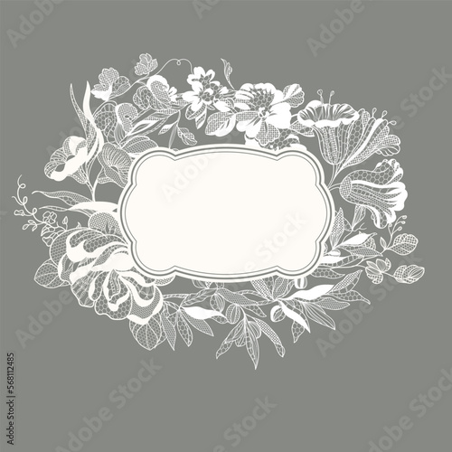 invitation card. frame in romantic lace style