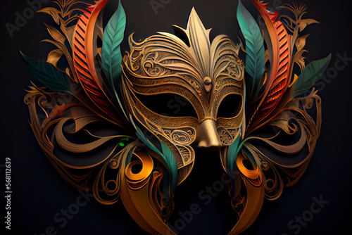 Carnaval Brazil Mask Art Nouveau Style