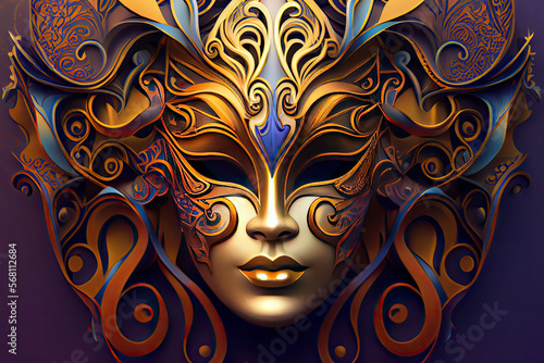 Carnaval Brazil Mask Art Nouveau Style