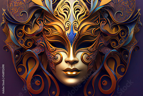 Carnaval Brazil Mask Art Nouveau Style