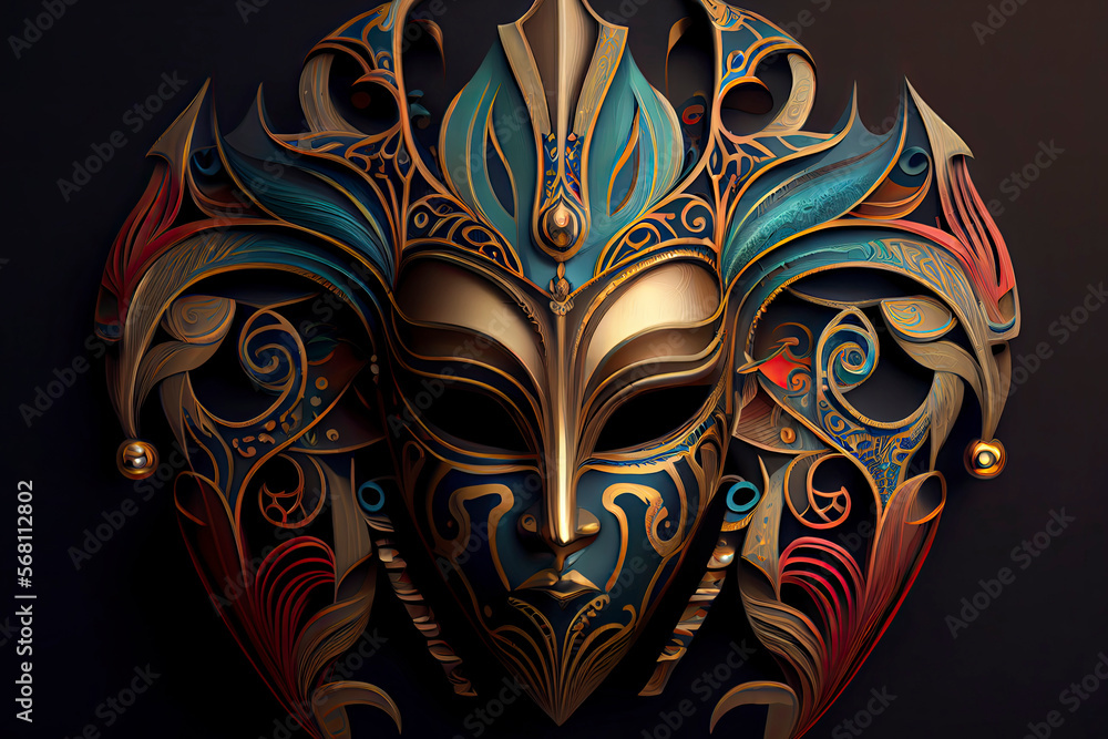 Naklejka premium Carnaval Brazil Mask Art Nouveau Style