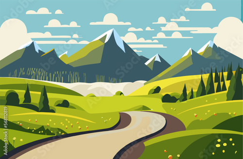 mountains background. outdoor green meadows with hills rocks for travellers in summer season eco nature concept