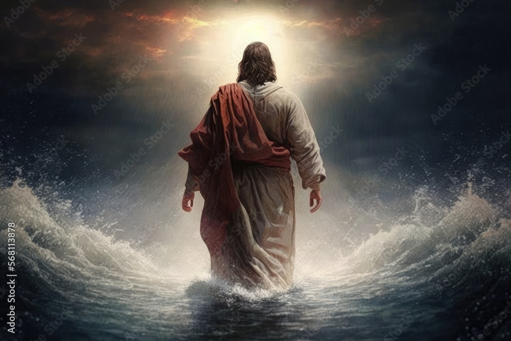 Remarkable Sight Jesus Walking On Water Across The Sea Of Galilee 