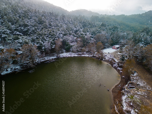 Drone Photo Over The Black Lake, Yamanlar Mountain, Izmir - Turkey photo