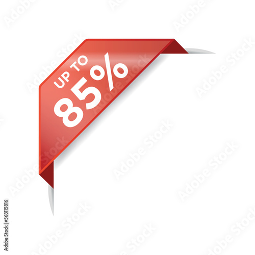 85% Corner Ribbon Discount Banner Vector Template