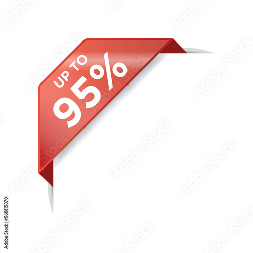 95% Corner Ribbon Discount Banner Vector Template