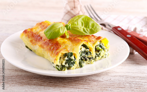 Ricotta and spinach filling cannelloni photo