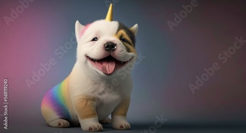 cute and happy unicorn dog - generative ai