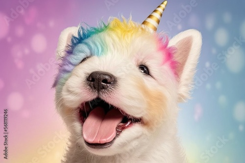 cute and happy unicorn dog - generative ai
