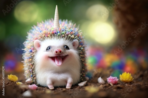 happy cute hedgehog - generative ai