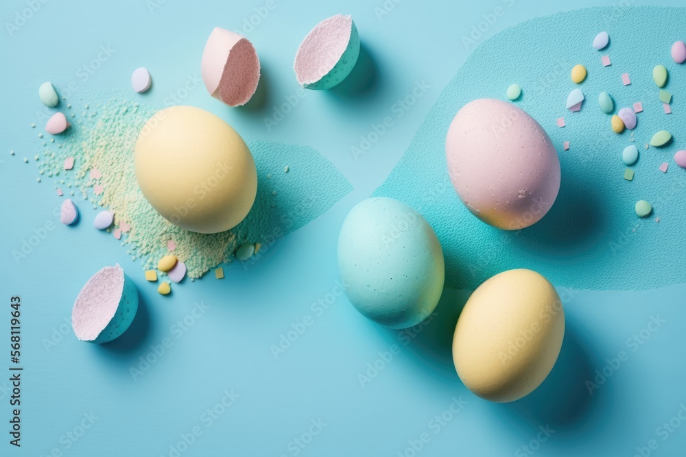 Easter eggs in pastel colors - generative ai