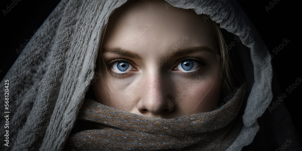 Finnish Lady Wearing Veil Head and Face Covering | Generative AI Finnish Lady Wearing Veil Head and Face Covering | Generative AI